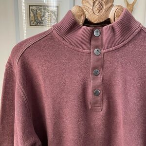 Tommy Bahama Brown Cotton Henley Snap Sweater XL